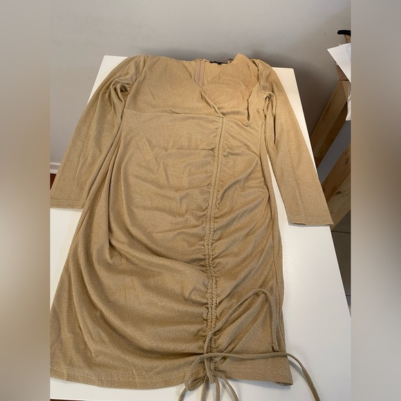 Women's Sexy Shimmery Plus Size Bodycon Dress Ruched Mini Dress with Drawstring - Picture 8 of 11